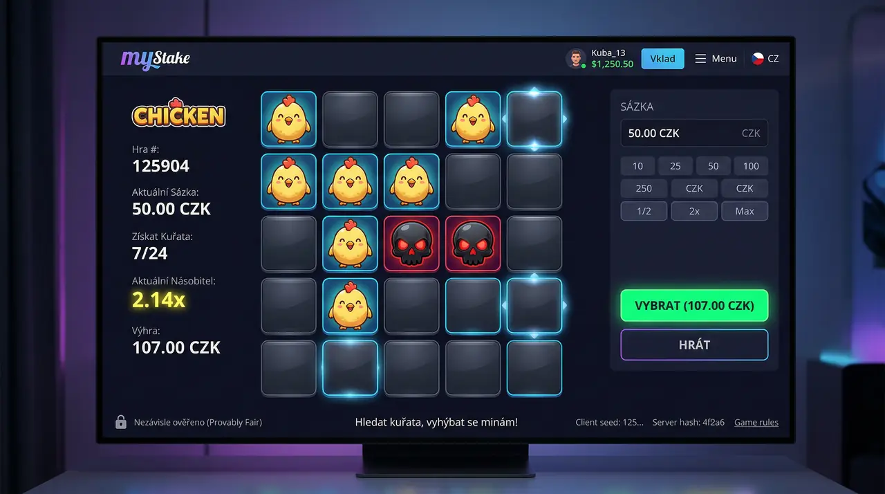 Ukázka hry mystake chicken